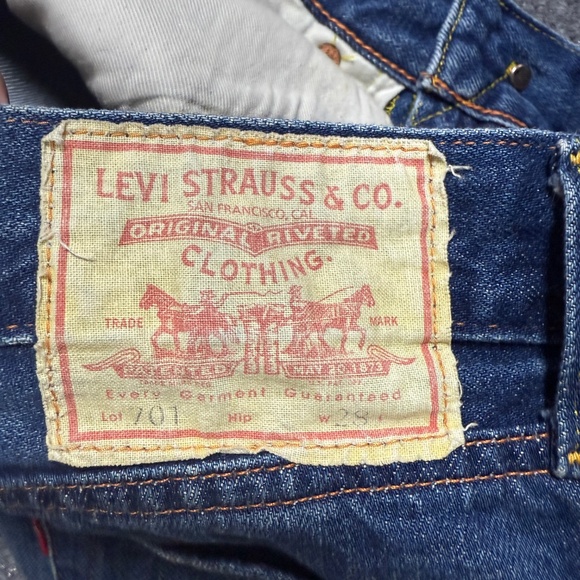 LEVIS 701 Big E Selvedge Denim Jeans Womens Size 28 LVC Rivets Capri 098 - Picture 3 of 16